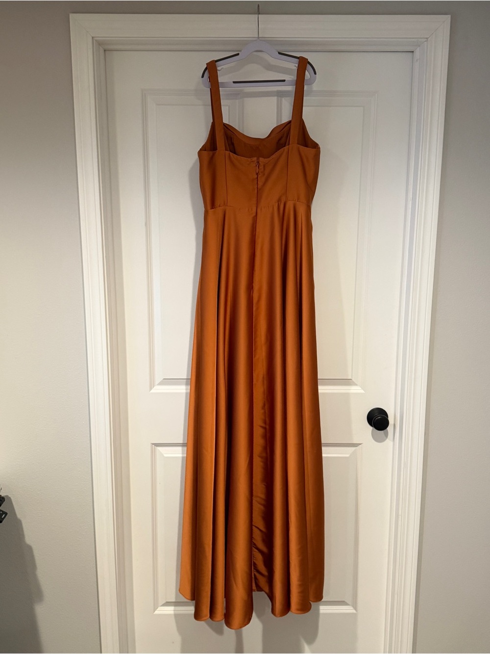 Azazie Shaude Stretch Copper A-Line Pleated Stretch Satin Dress, Size 8 - Picture 7 of 10